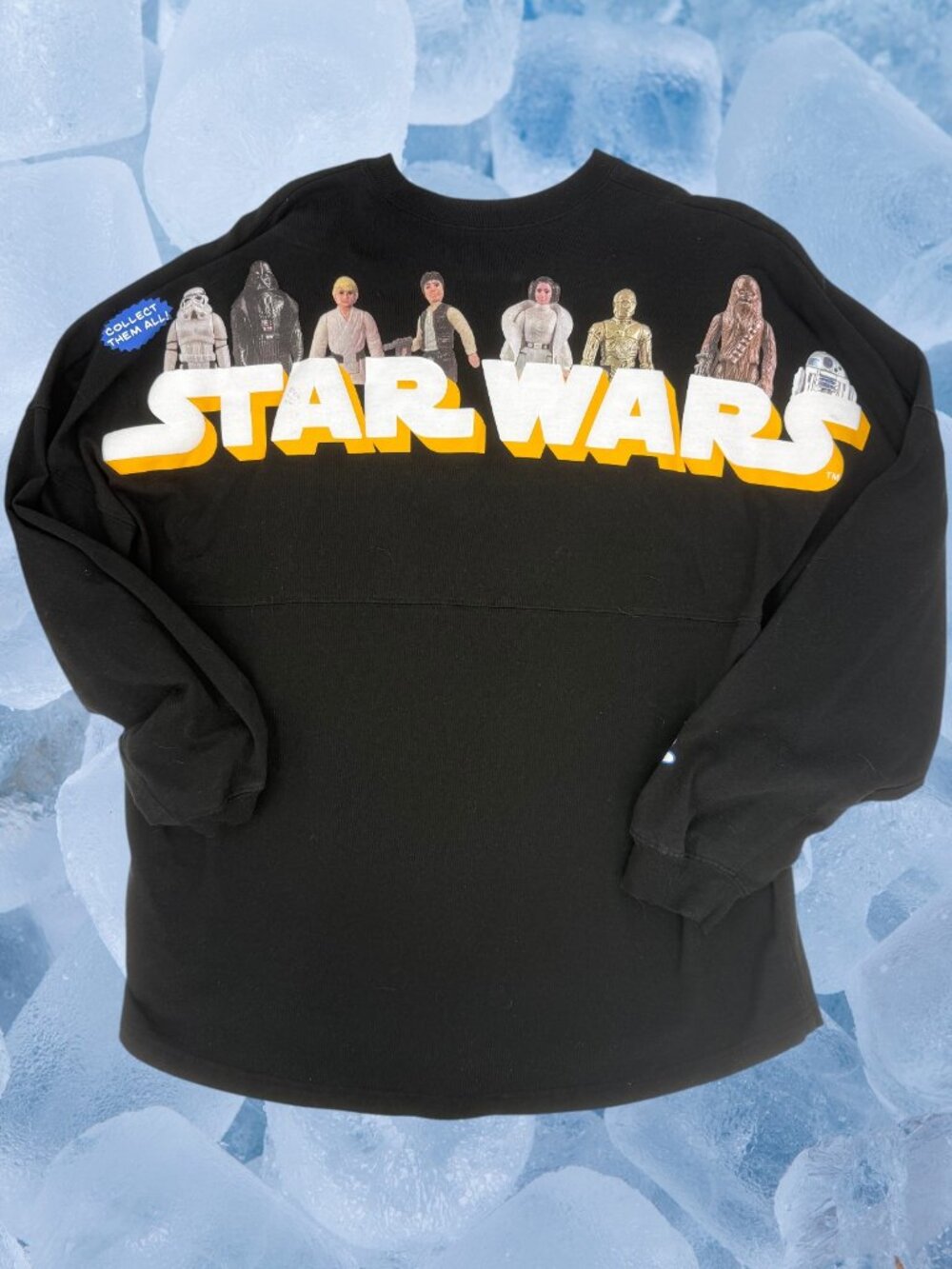 DISNEY PARKS STAR WARS SPIRIT JERSEY 45TH ANNIVERSARY VTG ACTION FIGURES SIZE L